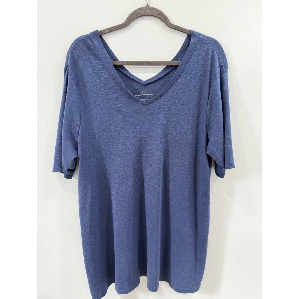J. Jill Shirt Womens XL Perfect Pima Blue V-Neck Tunic 100% Pima Cotton Top